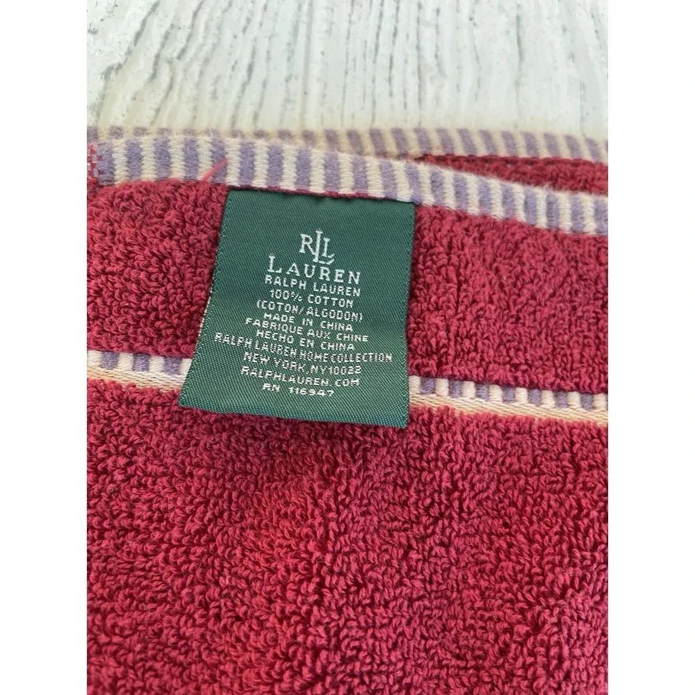 Vtg Ralph Lauren Set‎ of 2 Red Southwest Face Cloth Cotton  Washcloths